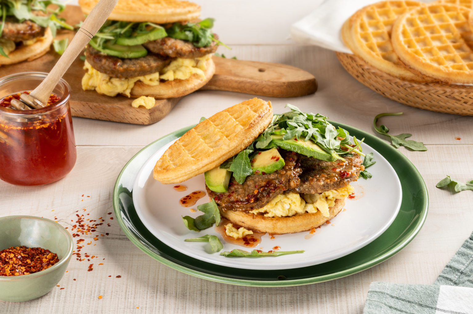 jack & annie's hot honey breakfast sausage waffle sandwich Jack & Annie's